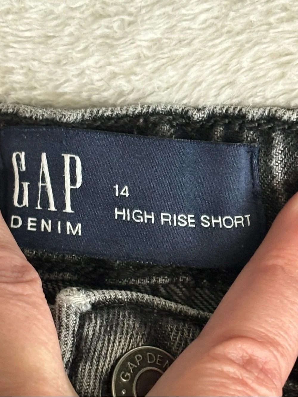 GAP Black Washed Denim Frayed Hem Shorts